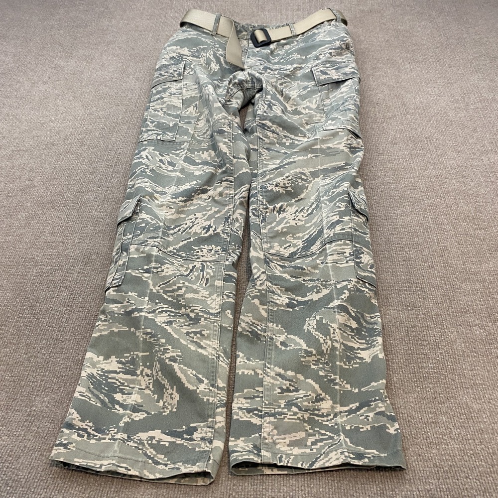 Propper Pants Mens 32x34 Gray Air Force Camo Cargo Nylon Cotton Workwear Belted